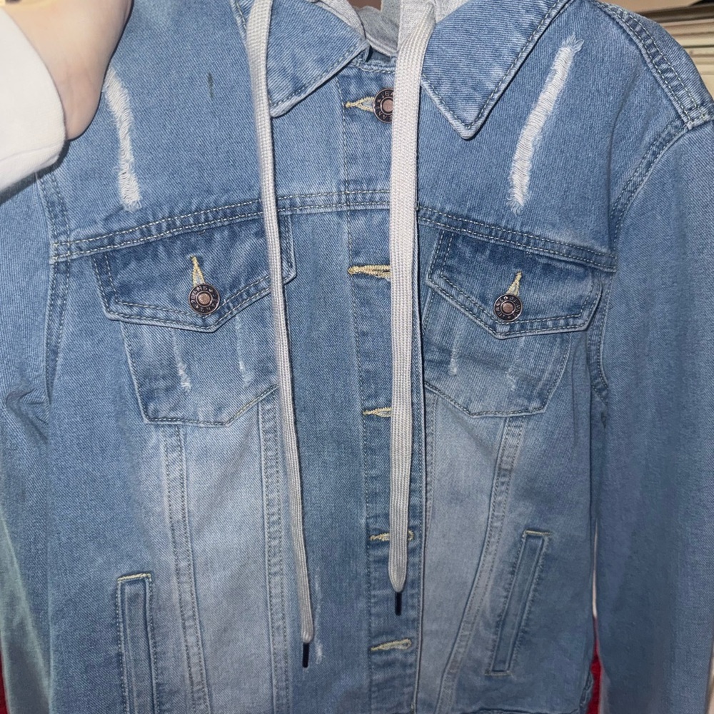 Blue Denim Jacket with Hood